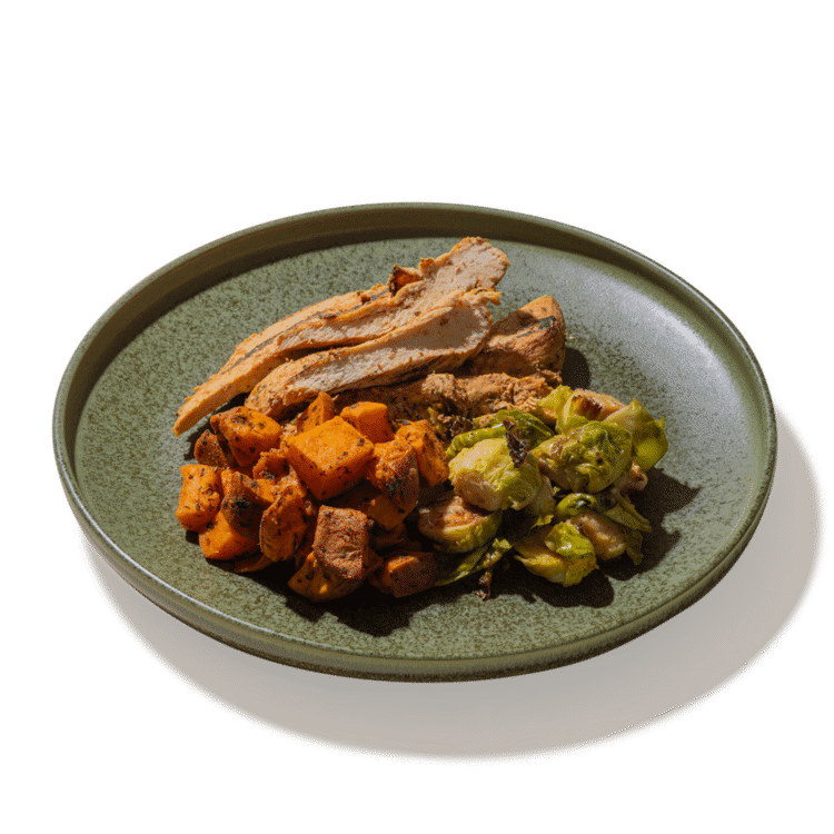 #17 Grilled Chicken, Sweet Potatoes & Brussel Sprouts
